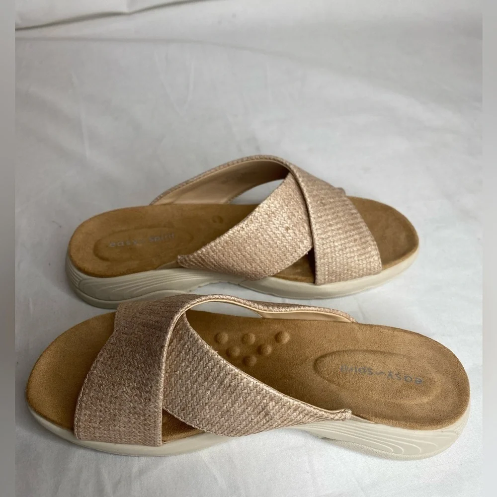 Easy Spirit Womens Taite Light Natural Slide Sandal 7W